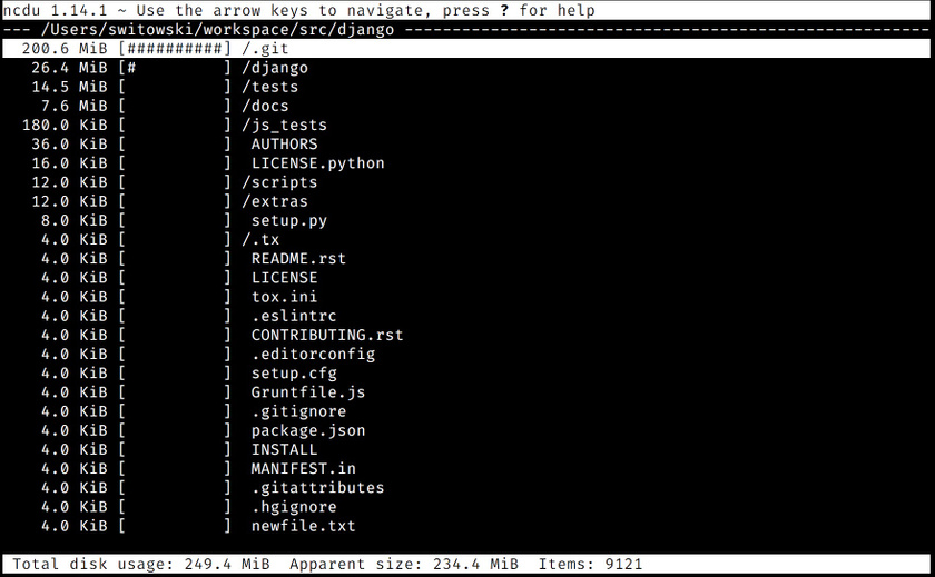 my cli ncdu